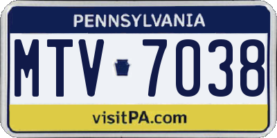PA license plate MTV7038
