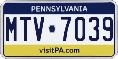 PA license plate MTV7039
