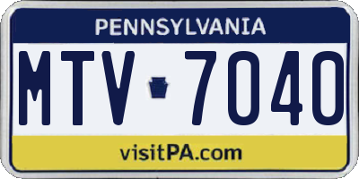 PA license plate MTV7040