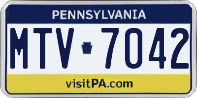 PA license plate MTV7042
