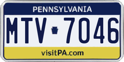 PA license plate MTV7046
