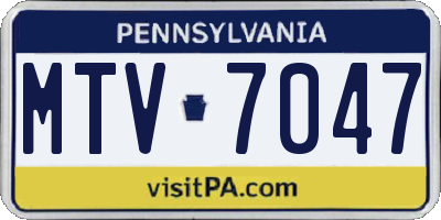 PA license plate MTV7047