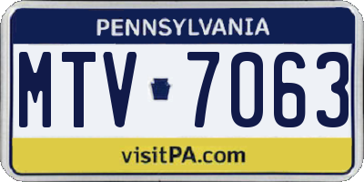 PA license plate MTV7063