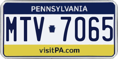 PA license plate MTV7065