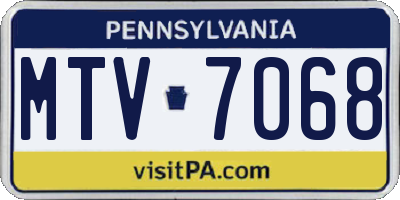 PA license plate MTV7068