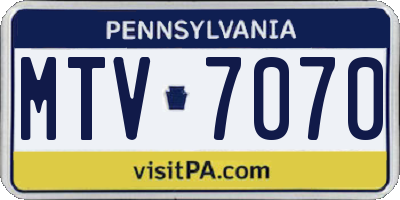 PA license plate MTV7070