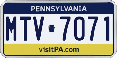PA license plate MTV7071
