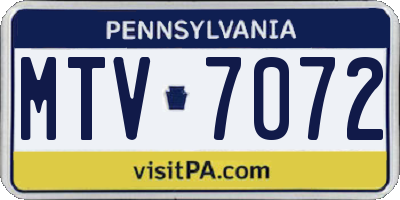 PA license plate MTV7072