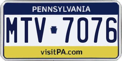 PA license plate MTV7076