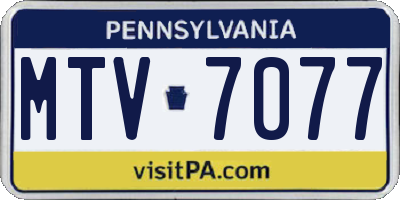 PA license plate MTV7077