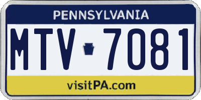 PA license plate MTV7081
