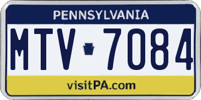 PA license plate MTV7084