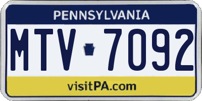 PA license plate MTV7092