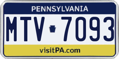 PA license plate MTV7093
