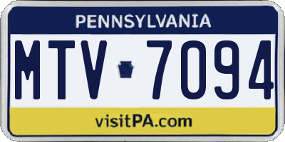 PA license plate MTV7094