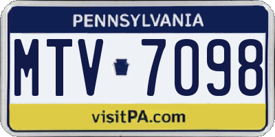 PA license plate MTV7098