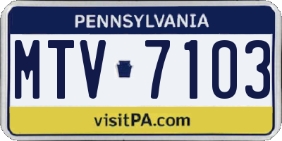 PA license plate MTV7103