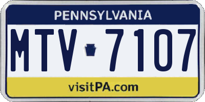 PA license plate MTV7107
