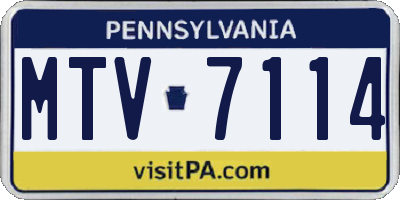 PA license plate MTV7114