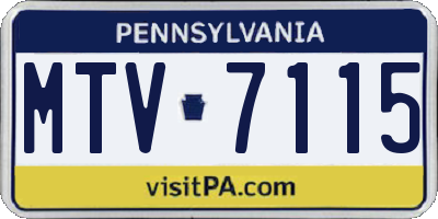 PA license plate MTV7115