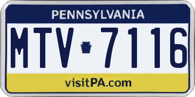PA license plate MTV7116