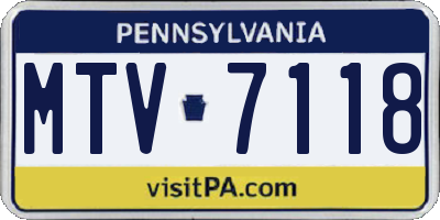 PA license plate MTV7118
