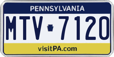 PA license plate MTV7120