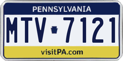 PA license plate MTV7121