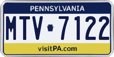 PA license plate MTV7122