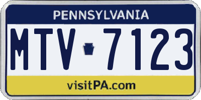 PA license plate MTV7123