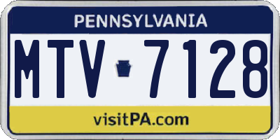 PA license plate MTV7128