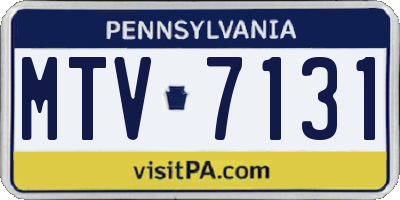 PA license plate MTV7131