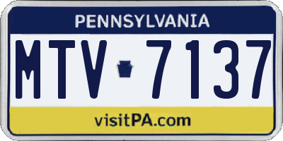 PA license plate MTV7137