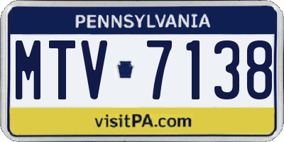 PA license plate MTV7138