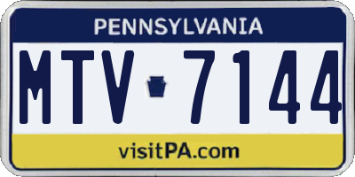 PA license plate MTV7144