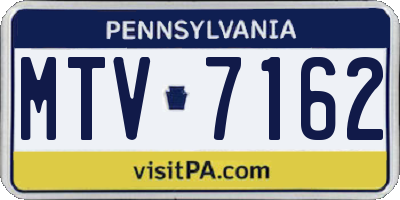 PA license plate MTV7162