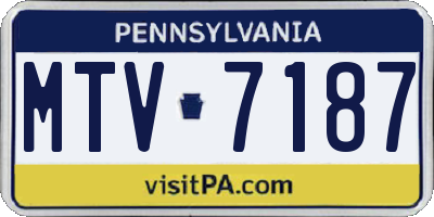 PA license plate MTV7187