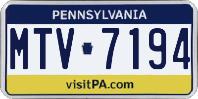 PA license plate MTV7194
