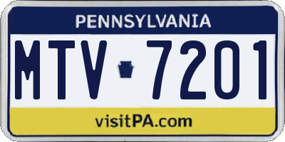 PA license plate MTV7201