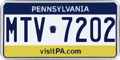 PA license plate MTV7202