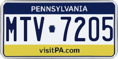 PA license plate MTV7205