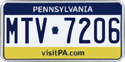 PA license plate MTV7206