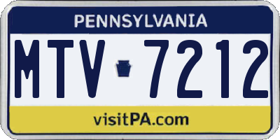 PA license plate MTV7212
