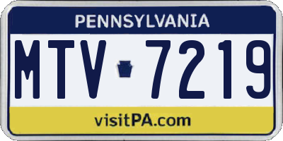 PA license plate MTV7219