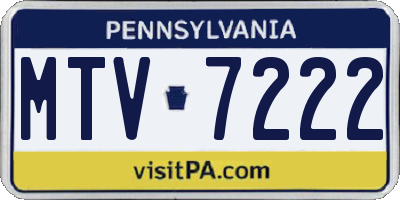 PA license plate MTV7222