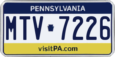 PA license plate MTV7226