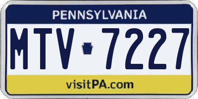 PA license plate MTV7227