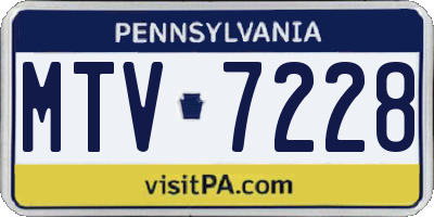 PA license plate MTV7228