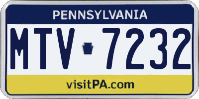 PA license plate MTV7232