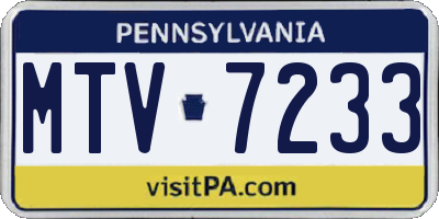 PA license plate MTV7233
